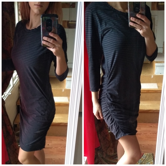 lululemon athletica Dresses & Skirts - 🍋 Lululemon Anytime Dress Striped Ruched Sides